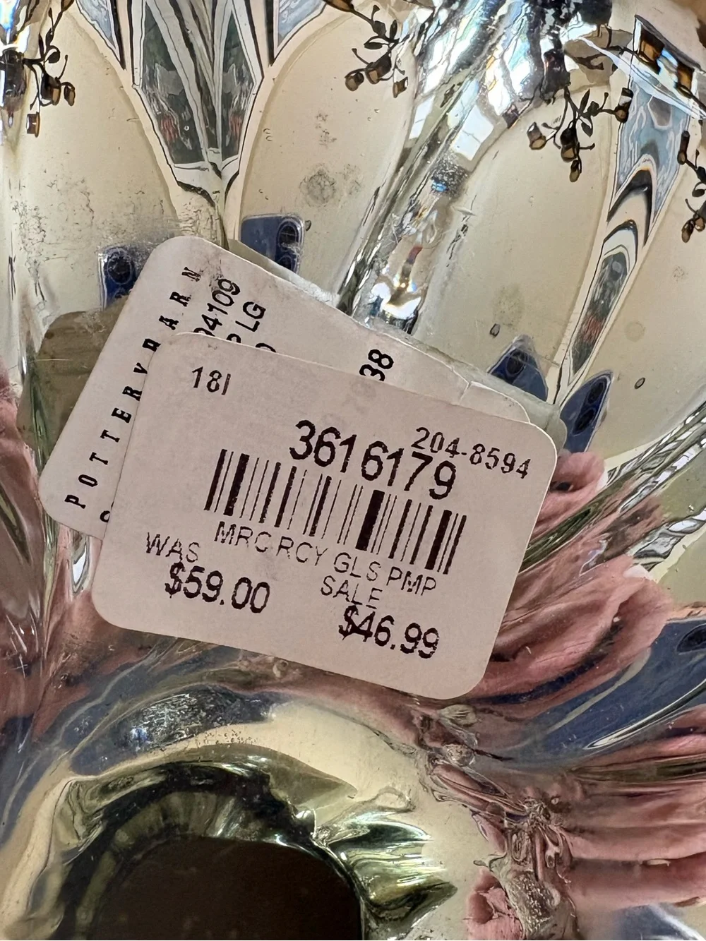 Pottery Barn Handblown Reflective Silver Mercury Glass Pumpkin Large Size NWT
